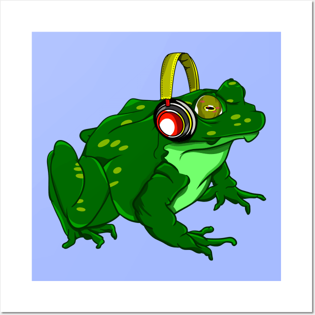 Funny Frog Listening To Music Wall Art by mailboxdisco